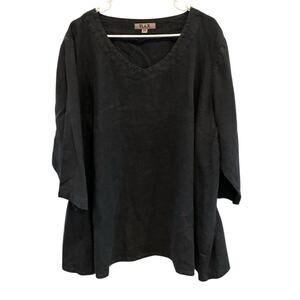 Flax Black V-Neck Blouse